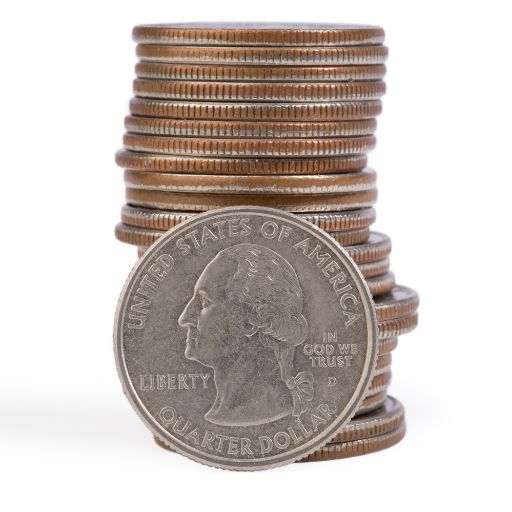 Three U.S. Quarters Stacked End to End